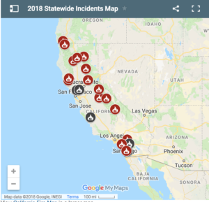 Fire incident map in california